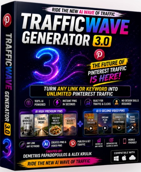 TrafficWave Generator 3.0 Pinterest automation software.